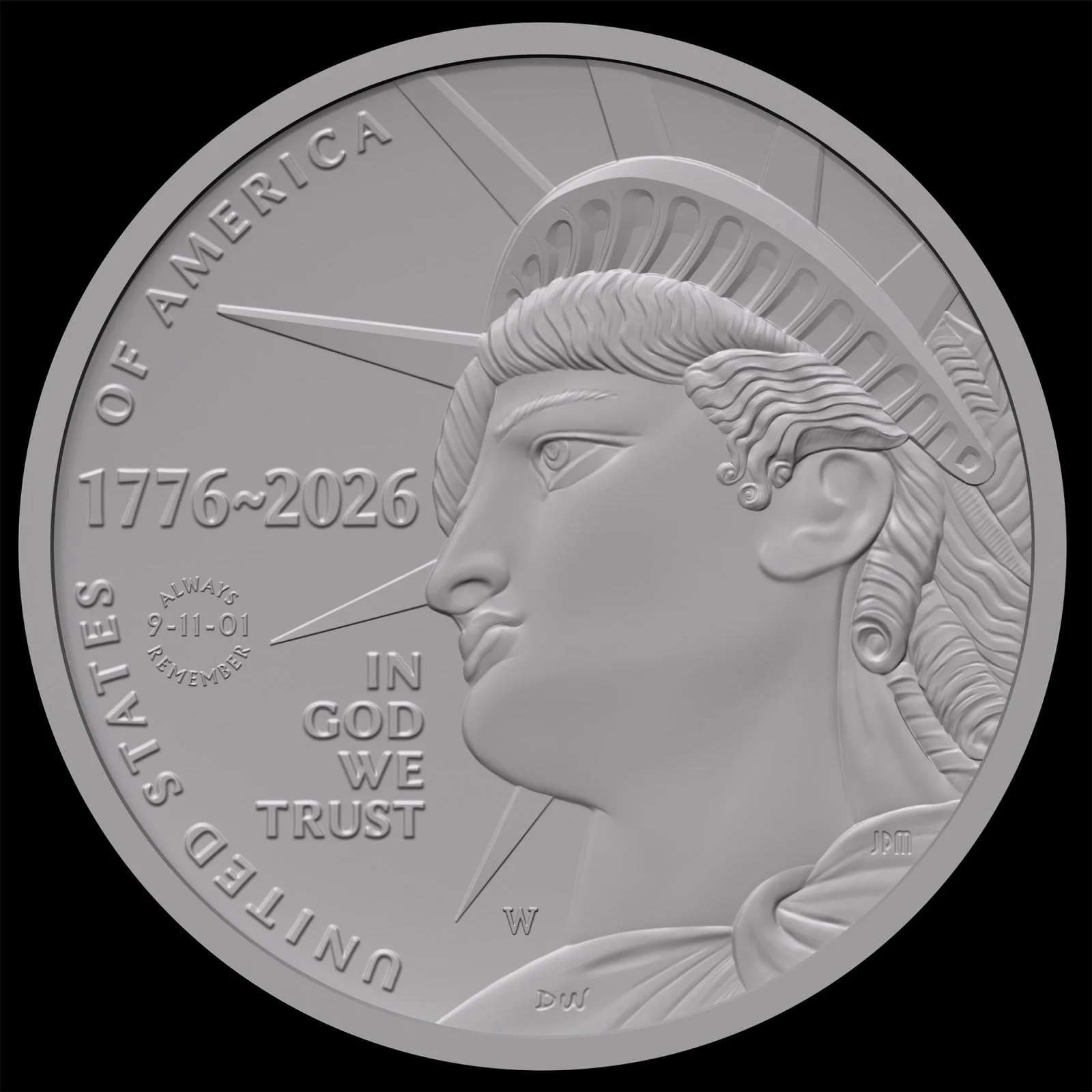 The Year of the Privy artwork with the Statue of Liberty and the 2026-W ALWAYS REMEMBER and 2026-P NEVER FORGET half dollars
